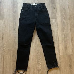 Black reformation cropped straight leg skinny jeans